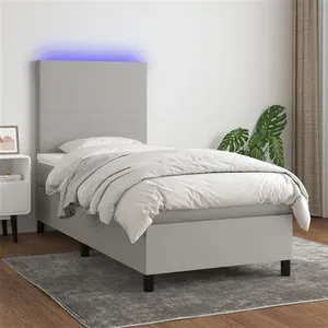 vidaXL Sommier à lattes de lit avec matelas et LED Gris clair 90x190cm pas cher