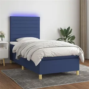 vidaXL Sommier à lattes de lit et matelas et LED Bleu 80x200 cm Tissu pas cher