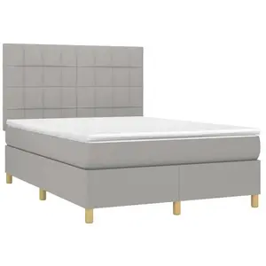 vidaXL Sommier à lattes de lit et matelas et LED Gris clair 140x200 cm pas cher