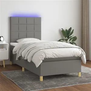 vidaXL Sommier à lattes de lit et matelas et LED Gris foncé 90x200 cm pas cher