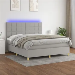 vidaXL Sommier à lattes de lit et matelas et LED Gris clair 180x200 cm pas cher