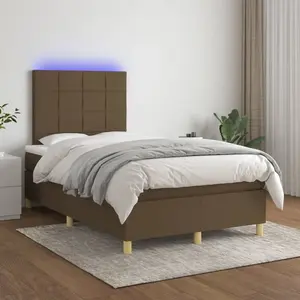 vidaXL Sommier à lattes de lit matelas et LED Marron foncé 120x200 cm pas cher