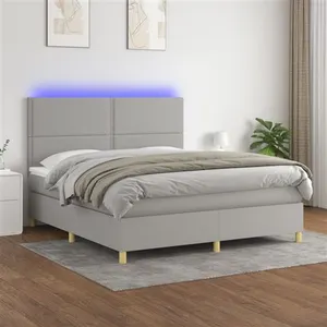 vidaXL Sommier à lattes de lit et matelas et LED Gris clair 180x200 cm pas cher