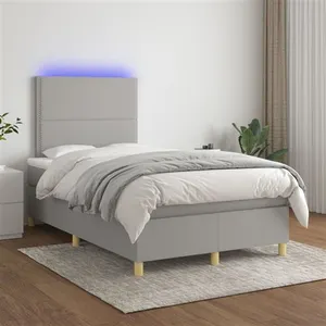 vidaXL Sommier à lattes de lit et matelas et LED Gris clair 120x200 cm pas cher