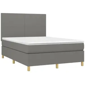 vidaXL Sommier à lattes de lit et matelas et LED Gris foncé 140x200 cm pas cher