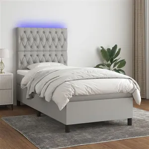 vidaXL Sommier à lattes de lit avec matelas et LED Gris clair 80x200cm pas cher