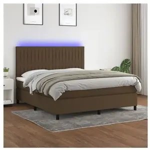 vidaXL Sommier à lattes de lit matelas et LED Marron foncé 180x200cm pas cher