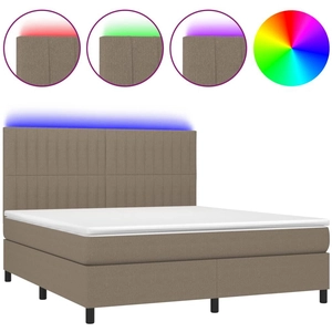 vidaXL Sommier à lattes de lit et matelas et LED Taupe 180x200cm Tissu pas cher
