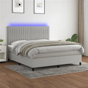vidaXL Sommier à lattes de lit et matelas et LED Gris clair 160x200 cm pas cher