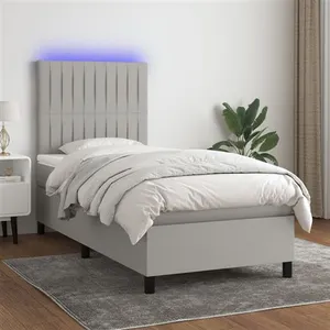 vidaXL Sommier à lattes de lit et matelas et LED Gris clair 100x200 cm pas cher