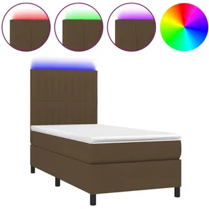 vidaXL Sommier à lattes de lit et matelas et LED Marron foncé 80x200cm pas cher