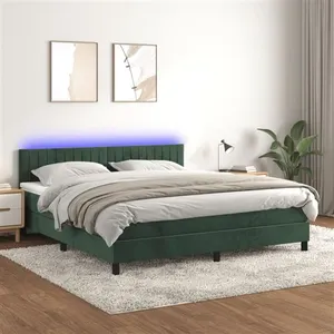 vidaXL Sommier à lattes de lit avec matelas LED Vert foncé 180x200 cm pas cher