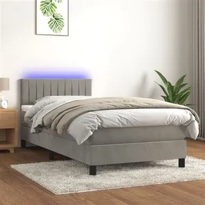 vidaXL Sommier à lattes de lit et matelas et LED Gris clair 90x200cm pas cher