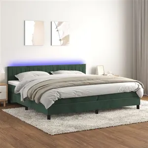 vidaXL Sommier à lattes de lit avec matelas LED Vert foncé 200x200 cm pas cher
