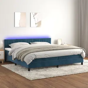 vidaXL Sommier à lattes de lit avec matelas LED Bleu foncé 200x200 cm pas cher