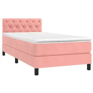 vidaXL Sommier à lattes de lit avec matelas et LED Rose 80x200 cm pas cher