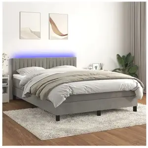 vidaXL Sommier à lattes de lit avec matelas LED Gris clair 140x200 cm pas cher