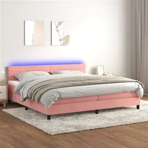 vidaXL Sommier à lattes de lit avec matelas et LED Rose 200x200 cm pas cher