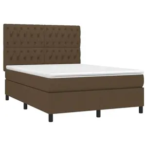 vidaXL Sommier à lattes de lit matelas et LED Marron foncé 140x190 cm pas cher