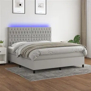 vidaXL Sommier à lattes de lit matelas et LED Gris clair 160x200 cm pas cher