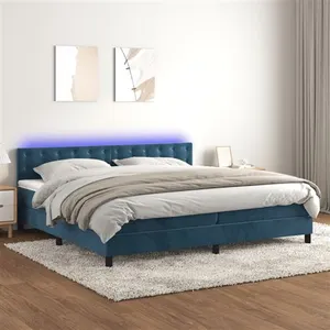 vidaXL Sommier à lattes de lit matelas et LED Bleu foncé 200x200 cm pas cher