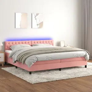 vidaXL Sommier à lattes de lit avec matelas et LED Rose 200x200 cm pas cher