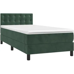 vidaXL Sommier à lattes de lit avec matelas et LED Vert foncé 80x200cm pas cher