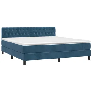vidaXL Sommier à lattes de lit avec matelas LED Bleu foncé 180x200 cm pas cher