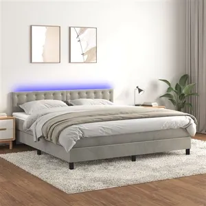 vidaXL Sommier à lattes de lit matelas et LED Gris clair 160x200 cm pas cher