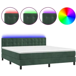 vidaXL Sommier à lattes de lit matelas et LED Vert foncé 160x200 cm pas cher