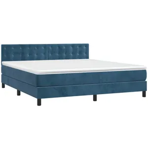 vidaXL Sommier à lattes de lit matelas et LED Bleu foncé 160x200 cm pas cher