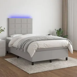 vidaXL Sommier à lattes de lit et matelas et LED Gris clair 120x200 cm pas cher