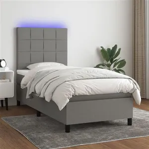 vidaXL Sommier à lattes de lit avec matelas et LED Gris foncé 80x200cm pas cher
