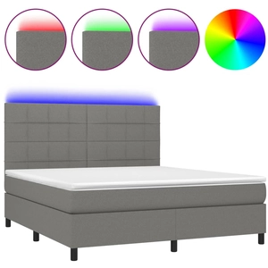 vidaXL Sommier à lattes de lit et matelas et LED Gris foncé 180x200 cm pas cher