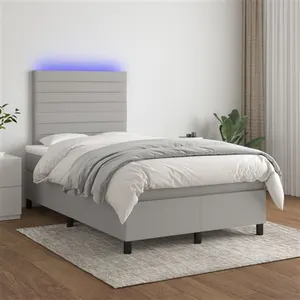 vidaXL Sommier à lattes de lit et matelas et LED Gris clair 120x200 cm pas cher
