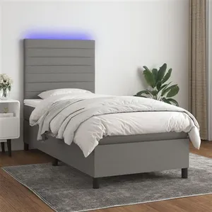 vidaXL Sommier à lattes de lit avec matelas et LED Gris foncé 80x200cm pas cher