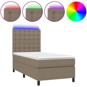 vidaXL Sommier à lattes de lit et matelas et LED Taupe 200x200cm Tissu pas cher