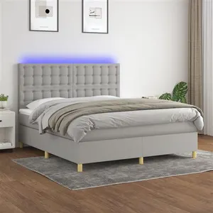 vidaXL Sommier à lattes de lit matelas et LED Gris clair 160x200 cm pas cher