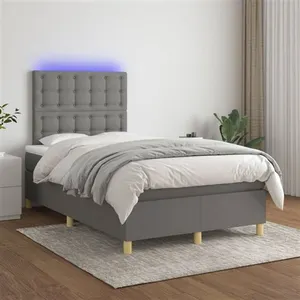 vidaXL Sommier à lattes de lit et matelas et LED Gris foncé 120x200 cm pas cher
