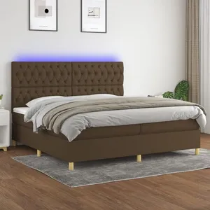 vidaXL Sommier à lattes de lit matelas et LED Marron foncé 200x200 cm pas cher
