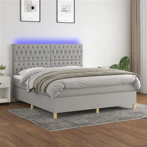 vidaXL Sommier à lattes de lit matelas et LED Gris clair 160x200 cm pas cher