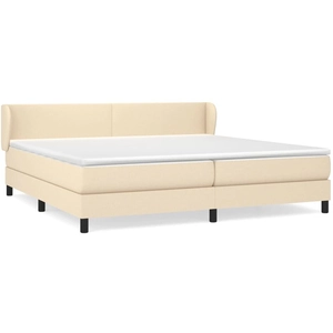 vidaXL Sommier à lattes de lit avec matelas Crème 200x200 cm Tissu pas cher