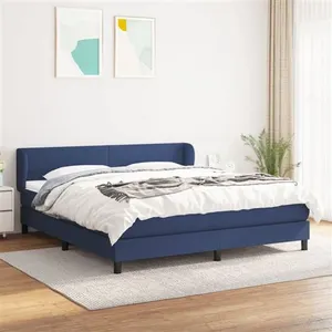 vidaXL Sommier à lattes de lit avec matelas Bleu 180x200 cm Tissu pas cher
