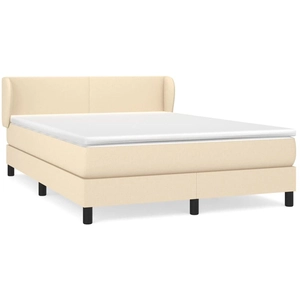 vidaXL Sommier à lattes de lit avec matelas Crème 140x200 cm Tissu pas cher