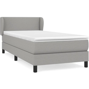 vidaXL Sommier à lattes de lit avec matelas Gris clair 90x200 cm Tissu pas cher