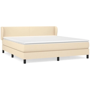 vidaXL Sommier à lattes de lit avec matelas Crème 160x200 cm Tissu pas cher