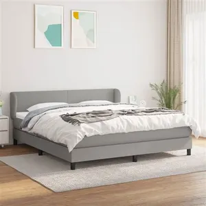 Comparateur de prix : vidaXL Sommier à lattes de lit avec matelas Gris clair 180x200cm Tissu