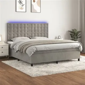 vidaXL Sommier à lattes de lit matelas et LED Gris clair 160x200 cm pas cher