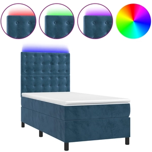 vidaXL Sommier à lattes de lit et matelas et LED Bleu foncé 90x200 cm pas cher