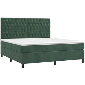 vidaXL Sommier à lattes de lit matelas et LED Vert foncé 180x200 cm pas cher